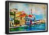 Beautiful Kastelorizo Bay (Greece, Dodecanes) - Artwork In Painting Style-null-Framed Poster