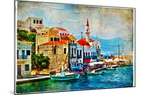 Beautiful Kastelorizo Bay (Greece, Dodecanes) - Artwork In Painting Style-Maugli-l-Mounted Art Print