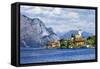 Beautiful Lago Di Garda, North of Italy. View with Castle in Malcesine-Maugli-l-Framed Stretched Canvas