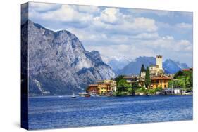 Beautiful Lago Di Garda, North of Italy. View with Castle in Malcesine-Maugli-l-Stretched Canvas