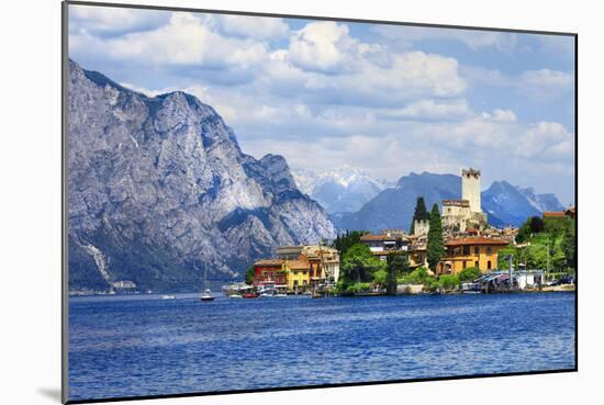 Beautiful Lago Di Garda, North of Italy. View with Castle in Malcesine-Maugli-l-Mounted Photographic Print