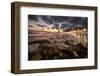 Beautiful Landscape in Leme Beach Seen from the Sand with Water Rolling over Rocks and Sunset Cloud-Vitor Marigo-Framed Photographic Print