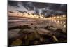 Beautiful Landscape in Leme Beach Seen from the Sand with Water Rolling over Rocks and Sunset Cloud-Vitor Marigo-Mounted Photographic Print