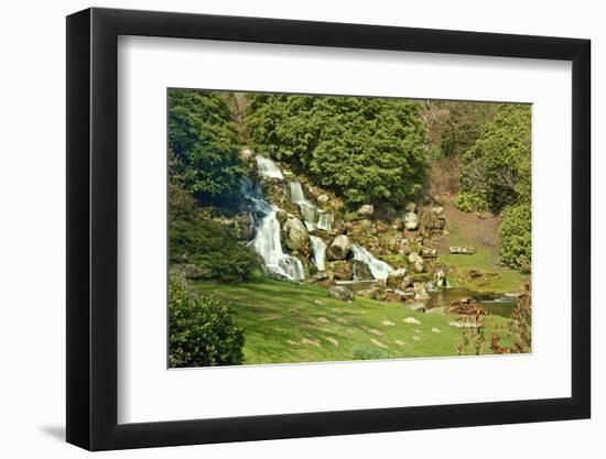 Beautiful Landscaped Ornamental Gardens in Spring with Lake and Waterfall-Veneratio-Framed Photographic Print