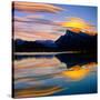 Beautiful Lenticular Clouds Drift over Fisrt Vermillion Lake to Rest onTop of Mt Rundle-Joao Maia-Stretched Canvas