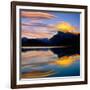 Beautiful Lenticular Clouds Drift over Fisrt Vermillion Lake to Rest onTop of Mt Rundle-Joao Maia-Framed Photographic Print
