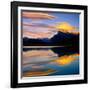 Beautiful Lenticular Clouds Drift over Fisrt Vermillion Lake to Rest onTop of Mt Rundle-Joao Maia-Framed Photographic Print