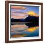 Beautiful Lenticular Clouds Drift over Fisrt Vermillion Lake to Rest onTop of Mt Rundle-Joao Maia-Framed Photographic Print