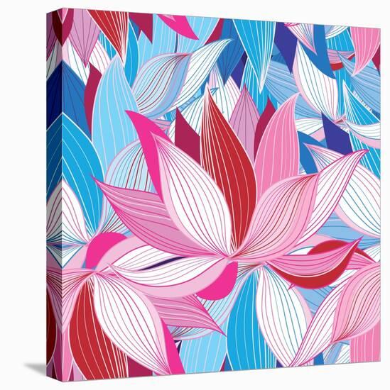 Beautiful Lotus Flower Pattern-Tatiana Korchemkina-Stretched Canvas