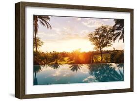 Beautiful Luxury Home with Swimming Pool at Sunset-EpicStockMedia-Framed Photographic Print