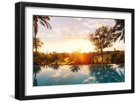 Beautiful Luxury Home with Swimming Pool at Sunset-EpicStockMedia-Framed Photographic Print