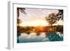 Beautiful Luxury Home with Swimming Pool at Sunset-EpicStockMedia-Framed Photographic Print