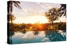 Beautiful Luxury Home with Swimming Pool at Sunset-EpicStockMedia-Stretched Canvas