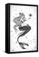 Beautiful Mermaid with Star in Her Hands Hand Drawn Illustration. Sea, Fantasy, Spirituality, Mytho-Anastasia Mazeina-Framed Stretched Canvas