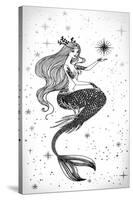 Beautiful Mermaid with Star in Her Hands Hand Drawn Illustration. Sea, Fantasy, Spirituality, Mytho-Anastasia Mazeina-Stretched Canvas