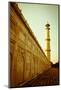 Beautiful Minaret during Sunrise at Taj Mahal in Agra, India-pink candy-Mounted Photographic Print