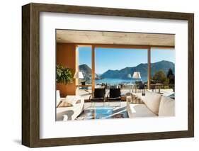 Beautiful Modern House in Cement, Interiors, View from the Living Room-zveiger-Framed Photographic Print