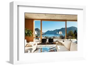 Beautiful Modern House in Cement, Interiors, View from the Living Room-zveiger-Framed Photographic Print
