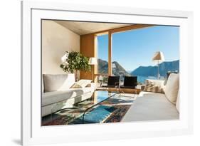 Beautiful Modern House in Cement, Interiors, View from the Living Room-zveiger-Framed Art Print