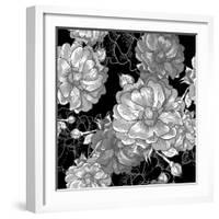 Beautiful Monochrome Rose Background-Varvara Kurakina-Framed Art Print