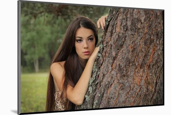 Beautiful Mysterious Woman in Forest-Lisa_A-Mounted Photographic Print