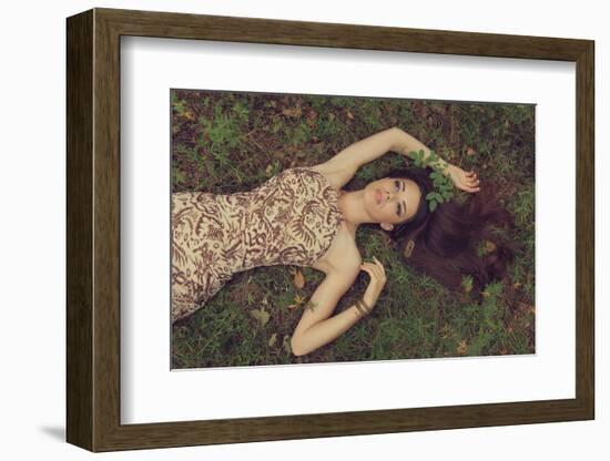 Beautiful Mysterious Woman in Forest-Lisa_A-Framed Photographic Print