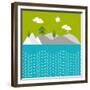 Beautiful Nature Background with River, Water, Green Trees and Mountains.-Allies Interactive-Framed Premium Giclee Print