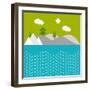 Beautiful Nature Background with River, Water, Green Trees and Mountains.-Allies Interactive-Framed Art Print