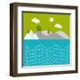 Beautiful Nature Background with River, Water, Green Trees and Mountains.-Allies Interactive-Framed Art Print