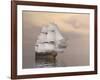 Beautiful Old Merchant Ship Sailing on Quiet Waters-null-Framed Art Print