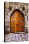 Beautiful Old Wooden Door with Iron Ornaments in a Medieval Castle-ccaetano-Stretched Canvas