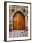 Beautiful Old Wooden Door with Iron Ornaments in a Medieval Castle-ccaetano-Framed Photographic Print