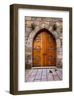 Beautiful Old Wooden Door with Iron Ornaments in a Medieval Castle-ccaetano-Framed Photographic Print