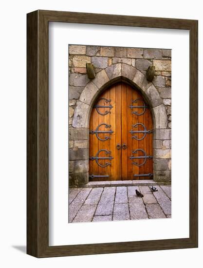 Beautiful Old Wooden Door with Iron Ornaments in a Medieval Castle-ccaetano-Framed Photographic Print