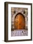 Beautiful Old Wooden Door with Iron Ornaments in a Medieval Castle-ccaetano-Framed Photographic Print