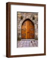 Beautiful Old Wooden Door with Iron Ornaments in a Medieval Castle-ccaetano-Framed Photographic Print