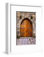 Beautiful Old Wooden Door with Iron Ornaments in a Medieval Castle-ccaetano-Framed Photographic Print