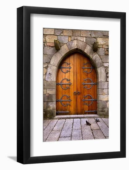 Beautiful Old Wooden Door with Iron Ornaments in a Medieval Castle-ccaetano-Framed Photographic Print