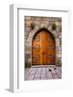 Beautiful Old Wooden Door with Iron Ornaments in a Medieval Castle-ccaetano-Framed Photographic Print