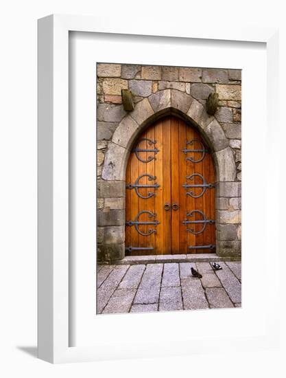 Beautiful Old Wooden Door with Iron Ornaments in a Medieval Castle-ccaetano-Framed Photographic Print