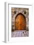 Beautiful Old Wooden Door with Iron Ornaments in a Medieval Castle-ccaetano-Framed Photographic Print