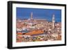 Beautiful orange roofs and neighborhoods, houses and church in Venice, Italy.-William Perry-Framed Photographic Print