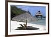 Beautiful Overwater Bungalow on Bora Bora, Tahiti with Thatched Umberella and Sun Lounges on the Be-Glen A Murray-Framed Photographic Print