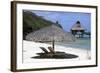 Beautiful Overwater Bungalow on Bora Bora, Tahiti with Thatched Umberella and Sun Lounges on the Be-Glen A Murray-Framed Photographic Print