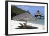 Beautiful Overwater Bungalow on Bora Bora, Tahiti with Thatched Umberella and Sun Lounges on the Be-Glen A Murray-Framed Photographic Print