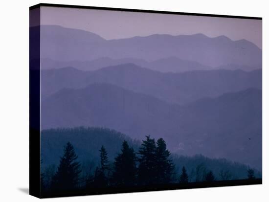 Beautiful Panoramic of Blue Ridge Mountains with a Blue Haze Covering Them-Michael Mauney-Stretched Canvas