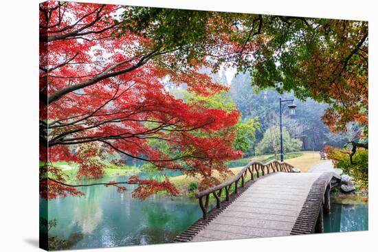 Beautiful Park in Autumn-Zhao jian kang-Stretched Canvas