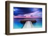 Beautiful Pier in Sunset, Dramatic Purple and Blue Cloudy Sky, Place for Romantic Dinner, Luxury Re-Anna Omelchenko-Framed Photographic Print