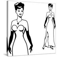 Beautiful Retro Girl in Pop Art Style-incomible-Stretched Canvas