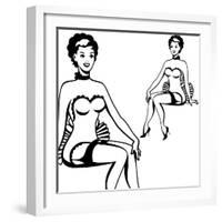 Beautiful Retro Girl in Pop Art Style-incomible-Framed Art Print